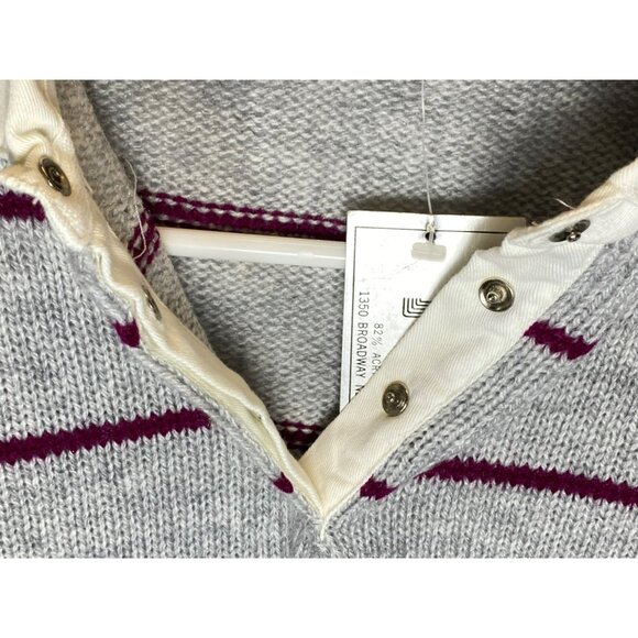 Vintage Striped Women's Sweater Grey New Tags Mister Noah Maroon Stripes Preppy - Picture 11 of 11